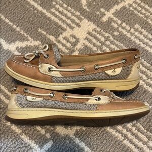 Sperry Women's Tan and Cream Boat Shoes 8.5 Leather
